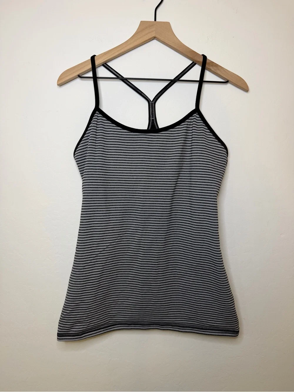 Lululemon Power Y Tank Luon Light Slope Stripe Silver Slate Heathered Black